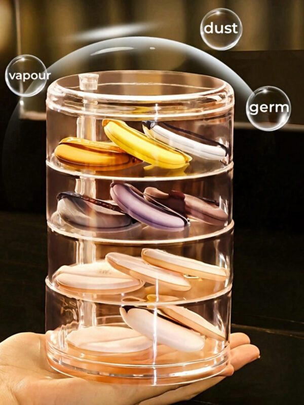 1 pièce Boîte à bijoux rotative transparente, boîte de rangement multifonctionnelle pour cosmétiques, organisateur de comptoir de coiffeuse, boîte de rangement pour accessoires, présentoir à cosmétiques multicouche, décoration de maison, décoration de chambre, accessoires de salle de bain, convient pour les bracelets, boucles d'oreilles, bagues, colliers, broches, pinces à cheveux, bandeaux, montres, houppettes, etc. – Image 11