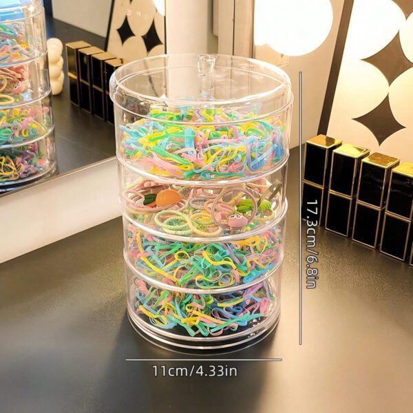 1 pièce Boîte à bijoux rotative transparente, boîte de rangement multifonctionnelle pour cosmétiques, organisateur de comptoir de coiffeuse, boîte de rangement pour accessoires, présentoir à cosmétiques multicouche, décoration de maison, décoration de chambre, accessoires de salle de bain, convient pour les bracelets, boucles d'oreilles, bagues, colliers, broches, pinces à cheveux, bandeaux, montres, houppettes, etc. – Image 20