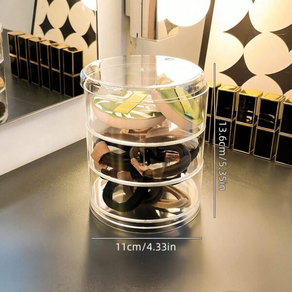 1 pièce Boîte à bijoux rotative transparente, boîte de rangement multifonctionnelle pour cosmétiques, organisateur de comptoir de coiffeuse, boîte de rangement pour accessoires, présentoir à cosmétiques multicouche, décoration de maison, décoration de chambre, accessoires de salle de bain, convient pour les bracelets, boucles d'oreilles, bagues, colliers, broches, pinces à cheveux, bandeaux, montres, houppettes, etc. – Image 21