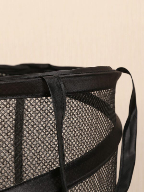 1 pièce Panier à linge pliable en polyamide, panier de rangement pour vêtements de ménage noir quotidien pour robes, pantalons, chaussures, jeans, bottes, jupes – Image 8