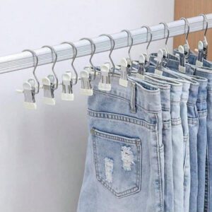 10 pièces de pinces à linge en acier inoxydable, clous à vêtements de blanchisserie avec crochet, pinces à vêtements portables, organisateur de penderie, décorations de cintre, décoration de festival, décoration de chambre, décoration de la maison, décoration de chambre à coucher, robe, pantalon, chaussures, jeans, bottes, jupe