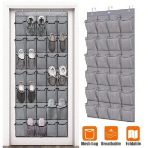 Organisateur de rangement pour chaussures avec 24/28 poches en maille, sac de stockage suspendu sur la porte arrière pour économiser de l'espace, organisateur de petits objets en tissu pour le rangement des chaussures. Convient pour les propriétaires de petites entreprises, les magasins, les détaillants, la décoration de festival, la décoration de chambre, la décoration de maison