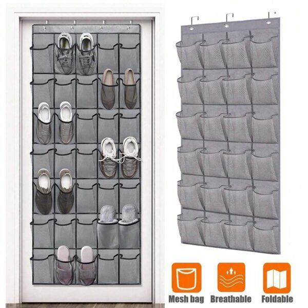 Organisateur de rangement pour chaussures avec 24/28 poches en maille, sac de stockage suspendu sur la porte arrière pour économiser de l'espace, organisateur de petits objets en tissu pour le rangement des chaussures. Convient pour les propriétaires de petites entreprises, les magasins, les détaillants, la décoration de festival, la décoration de chambre, la décoration de maison
