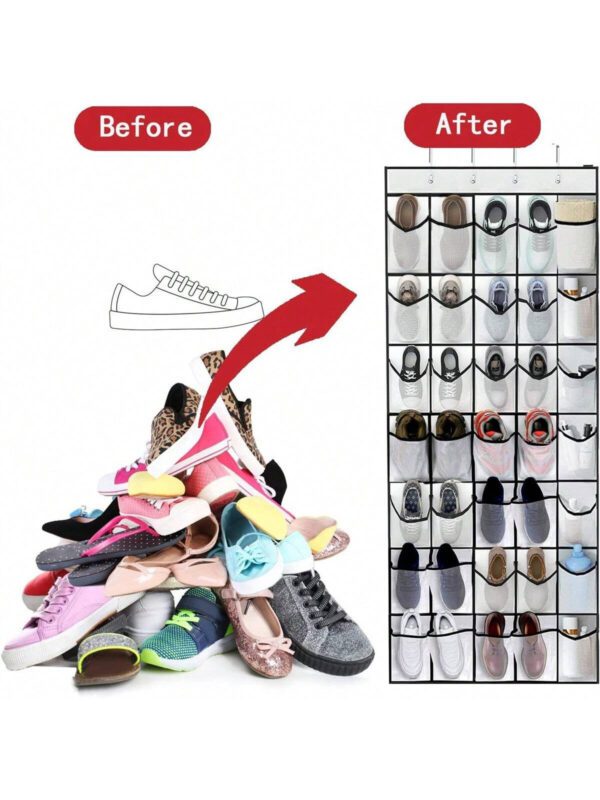Organisateur de rangement pour chaussures avec 24/28 poches en maille, sac de stockage suspendu sur la porte arrière pour économiser de l'espace, organisateur de petits objets en tissu pour le rangement des chaussures. Convient pour les propriétaires de petites entreprises, les magasins, les détaillants, la décoration de festival, la décoration de chambre, la décoration de maison – Image 2