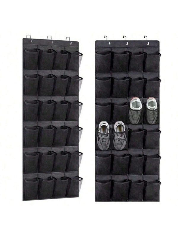 Organisateur de rangement pour chaussures avec 24/28 poches en maille, sac de stockage suspendu sur la porte arrière pour économiser de l'espace, organisateur de petits objets en tissu pour le rangement des chaussures. Convient pour les propriétaires de petites entreprises, les magasins, les détaillants, la décoration de festival, la décoration de chambre, la décoration de maison – Image 6