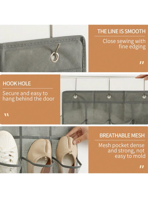 Organisateur de rangement pour chaussures avec 24/28 poches en maille, sac de stockage suspendu sur la porte arrière pour économiser de l'espace, organisateur de petits objets en tissu pour le rangement des chaussures. Convient pour les propriétaires de petites entreprises, les magasins, les détaillants, la décoration de festival, la décoration de chambre, la décoration de maison – Image 8