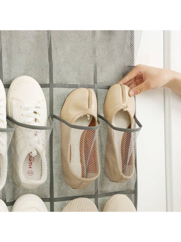Organisateur de rangement pour chaussures avec 24/28 poches en maille, sac de stockage suspendu sur la porte arrière pour économiser de l'espace, organisateur de petits objets en tissu pour le rangement des chaussures. Convient pour les propriétaires de petites entreprises, les magasins, les détaillants, la décoration de festival, la décoration de chambre, la décoration de maison – Image 12
