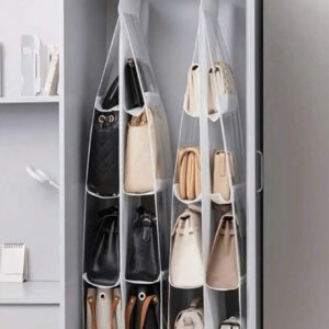 1 pièce, Organisateur de sac à main et de sac à main avec 6/8 poches, étagère de rangement suspendue transparente, porte-sac de collection, rangement d'armoire, organisateurs d'espace économiques, décoration de chambre, décorations, décorations, décor, rangement, organisateur de robe, pantalon, chaussures, jean, botte, jupe