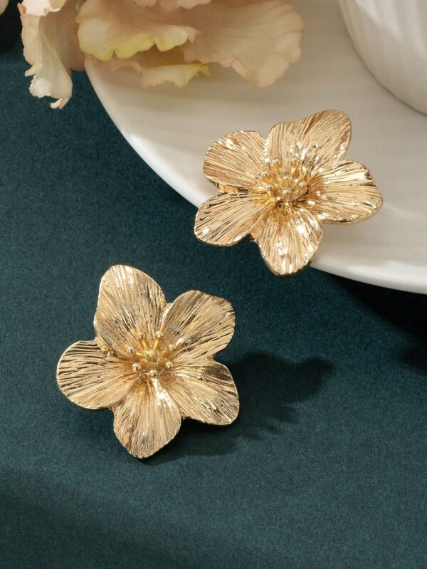 1 paire Boucles d'oreilles à clous élégantes multicolores avec motif floral et dopamine, cadeau pour femmes – Image 6