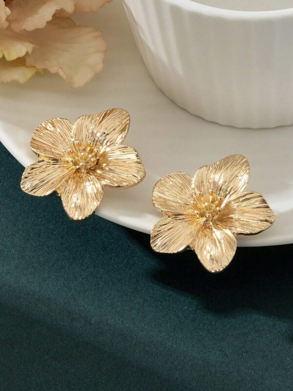 1 paire Boucles d'oreilles à clous élégantes multicolores avec motif floral et dopamine, cadeau pour femmes – Image 7