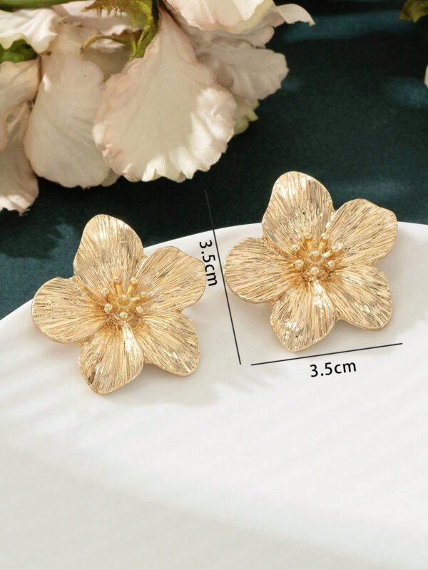 1 paire Boucles d'oreilles à clous élégantes multicolores avec motif floral et dopamine, cadeau pour femmes – Image 9