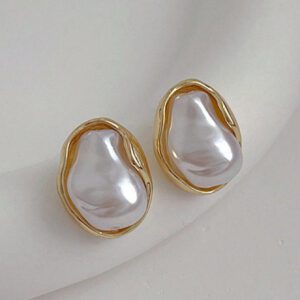 1 paire de boucles d'oreilles asymétriques en perles de mode élégantes et uniques pour femmes, pour tous les jours