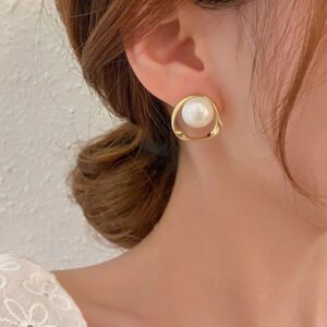 Boucles D'oreilles En Forme D'étude De Design Géométrique Décorées De Perles Fausses
