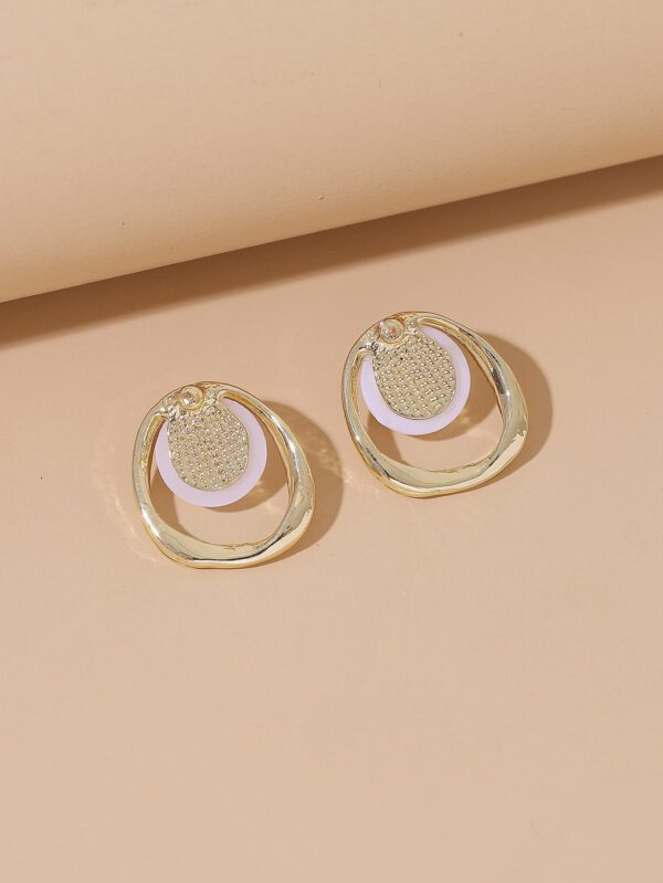 Boucles D'oreilles En Forme D'étude De Design Géométrique Décorées De Perles Fausses – Image 5