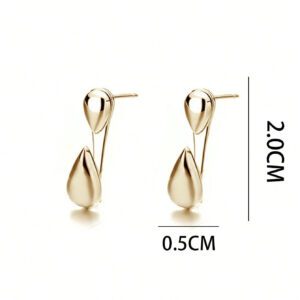 1 paire Clous D'oreilles Minimaliste Petit Brillant Larme Devant Dos