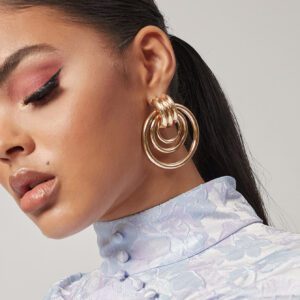 1 paire Clous D'oreilles Métallique Rond