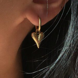 Boucles d'oreilles pendantes en forme de cœur de grande taille couleur or en forme de pêche, pour la Saint-Valentin