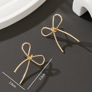 1 paire de boucles d'oreilles à nœud minimalistes et élégants avec un design de ligne, à la mode pour les femmes, convenant pour une soirée de la Saint-Valentin, idée cadeau de la Saint-Valentin