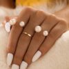 imoli 3 Pièces Bague Décorative En Fausse Perle