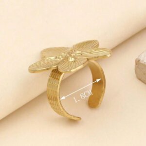 Onelike 1 pièce Fleur jaune or exagérée à la mode, convenant pour les femmes pour assortir les vêtements ou comme bague ouverte décorative pour les cadeaux de la Saint-Valentin