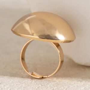 1 pièce Bague réglable semi-circulaire ouverte exagérée minimaliste brillante, accessoire de bijoux pour femmes