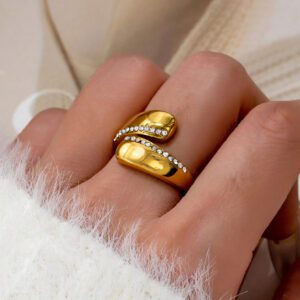 1 pièce Bague à déclaration Épais ouverte en métal doré à design simple et classique avec boule pour accessoire décontracté quotidien pour femmes