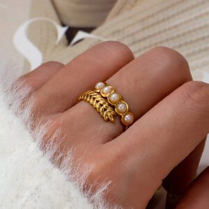 1 pièce Bague à déclaration Épais ouverte en métal doré à design simple et classique avec boule pour accessoire décontracté quotidien pour femmes