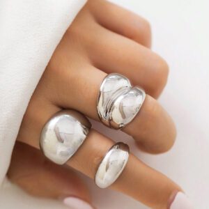 3 Pièces Ensemble De Bagues Réglables Ouvertes Géométriques À Cercles Pour Femmes, Bijoux De Charme Vintage À Porter Au Quotidien Ou En Soirée