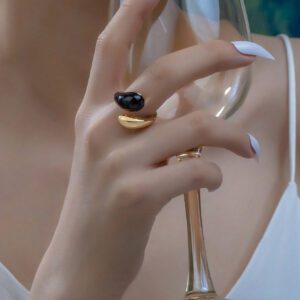 1 Pièce Bague En Alliage Époxy Colorée Avec Détail D'huile Coulante, Bande Dorée Décontractée Et À La Mode