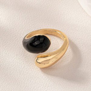 1 Pièce Bague En Alliage Époxy Colorée Avec Détail D'huile Coulante, Bande Dorée Décontractée Et À La Mode