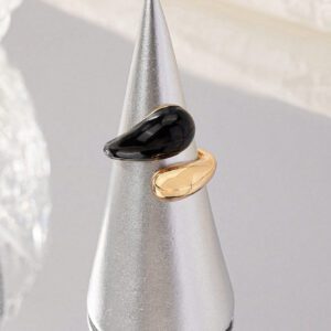 1 Pièce Bague En Alliage Époxy Colorée Avec Détail D'huile Coulante, Bande Dorée Décontractée Et À La Mode