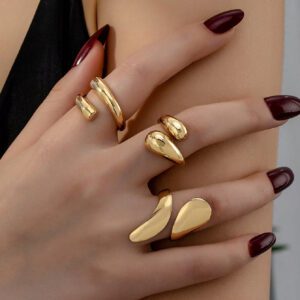 (Ensemble de 3 pièces) Bagues pour femmes non décolorantes, ensemble bague de rétention de couleur à la mode et personnalisé