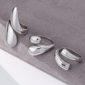 (Ensemble de 3 pièces) Bagues pour femmes non décolorantes, ensemble bague de rétention de couleur à la mode et personnalisé