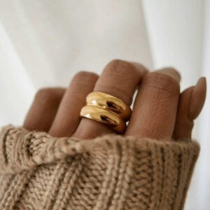 1 pièce Bague minimaliste à la mode en acier inoxydable, accessoires quotidiens et décoration de fête, cadeau de bijoux épais pour les amis