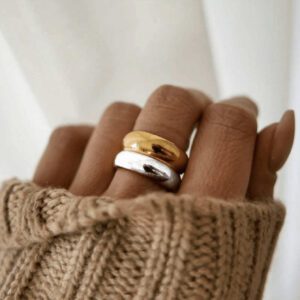 1 pièce Bague minimaliste à la mode en acier inoxydable, accessoires quotidiens et décoration de fête, cadeau de bijoux épais pour les amis