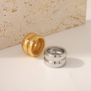 1 pièce Bague minimaliste à la mode en acier inoxydable, accessoires quotidiens et décoration de fête, cadeau de bijoux épais pour les amis