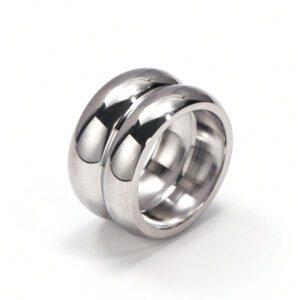 1 pièce Bague minimaliste à la mode en acier inoxydable, accessoires quotidiens et décoration de fête, cadeau de bijoux épais pour les amis