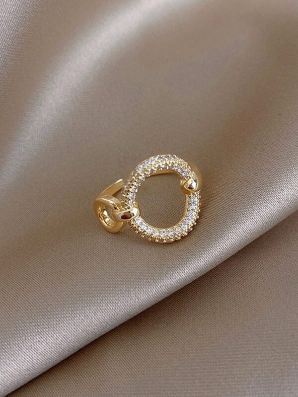1 pièce Bague ouverte glamour en acier inoxydable zircone cubique à détail cercle pour femme pour la fête – Image 8