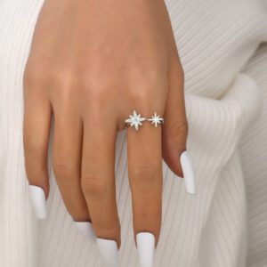 1 pièce À Détail Étoile À Strass Anneau Cuivre Bijou