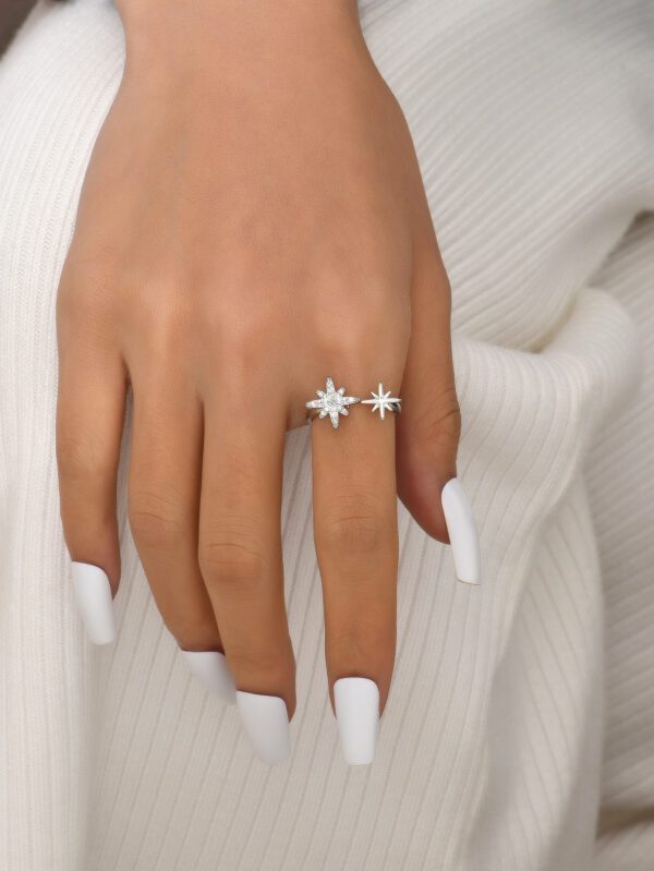 1 pièce À Détail Étoile À Strass Anneau Cuivre Bijou