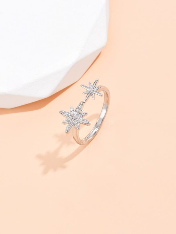 1 pièce À Détail Étoile À Strass Anneau Cuivre Bijou – Image 2