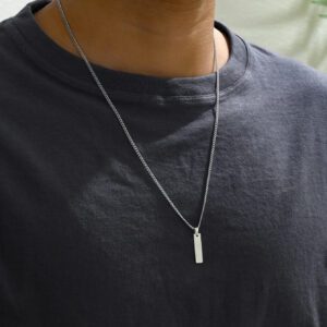 1 Pc Collier Pendentif Rectangle De Style Élégant Pour La Tenue Quotidienne Des Hommes