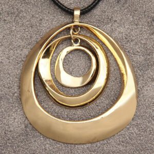 1 Pièce Collier Arabe Et À La Mode Avec 3 Pendentifs En Alliage Métallique Doré, Cordon Ciré Tressé Noir Mixte Or-argent Pour Homme, Cadeau Pour Couple