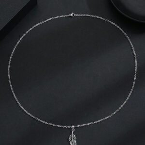 1 pièce Collier de style géométrique en acier inoxydable avec accessoire de charme pour homme, style punk vintage à plumes, mode hip hop de rue, cadeau de bijoux et look élégant