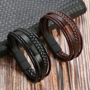 Bracelet Créatif En Corde Tissée Multicouche Pour Hommes, 1 Pièce, Avec Rétro À La Mode Et Design Multibrins