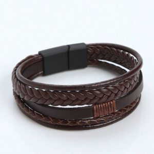 Bracelet Créatif En Corde Tissée Multicouche Pour Hommes, 1 Pièce, Avec Rétro À La Mode Et Design Multibrins