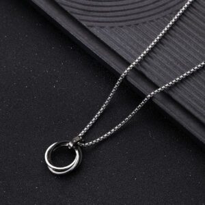 À La Mode Et Populaire 1 pièce Homme Avec Strass Cercle Collier À Pendentif , En Acier Inoxydable Bijou Pour Bijou Cadeau Et Pour A Élégant Look