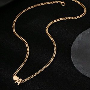1 pièce Pendentif de collier pour hommes minimaliste avec motif de cœur et lettre en métal, Valentin