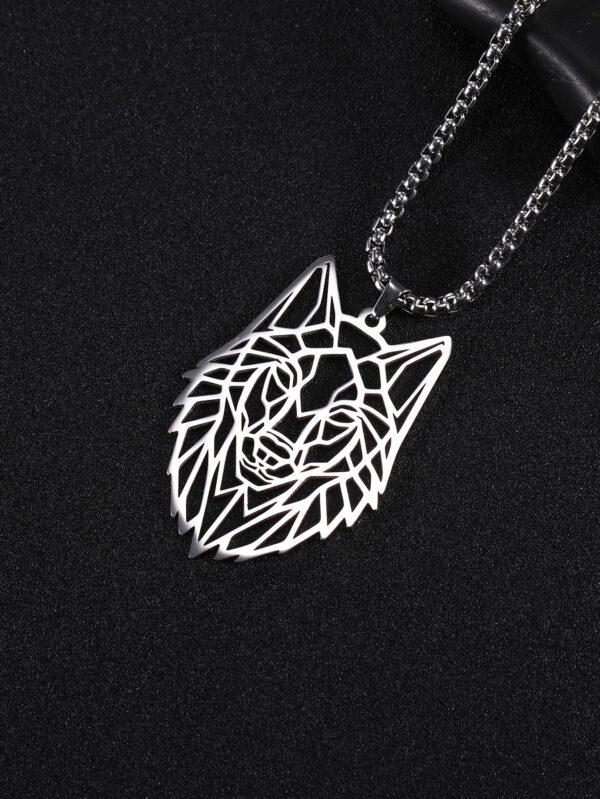 À La Mode Et Populaire 1 pièce Homme Loup Collier Avec Pendentif , En Acier Inoxydable Bijou Pour Bijou Cadeau Et Pour A Élégant Look – Image 2