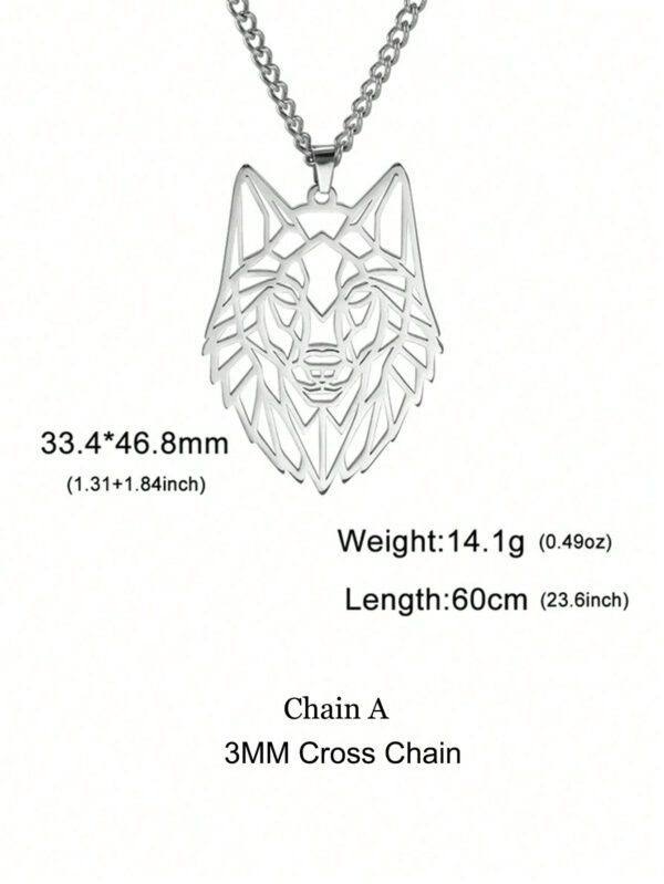 À La Mode Et Populaire 1 pièce Homme Loup Collier Avec Pendentif , En Acier Inoxydable Bijou Pour Bijou Cadeau Et Pour A Élégant Look – Image 4